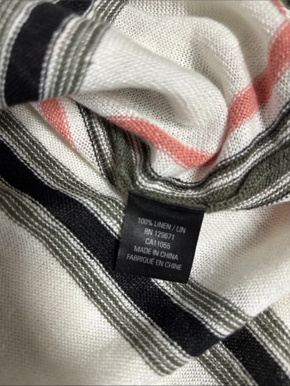 360 Sweater 100% Linen Striped Baja Hoodie Pullover Women’s S